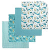 4 Pack Flannel Receiving Blankets: Teal Dinos