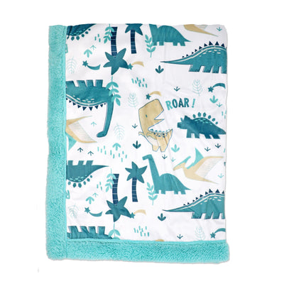 Soft Reversible Sherpa Dinosaur Baby & Toddler Blanket