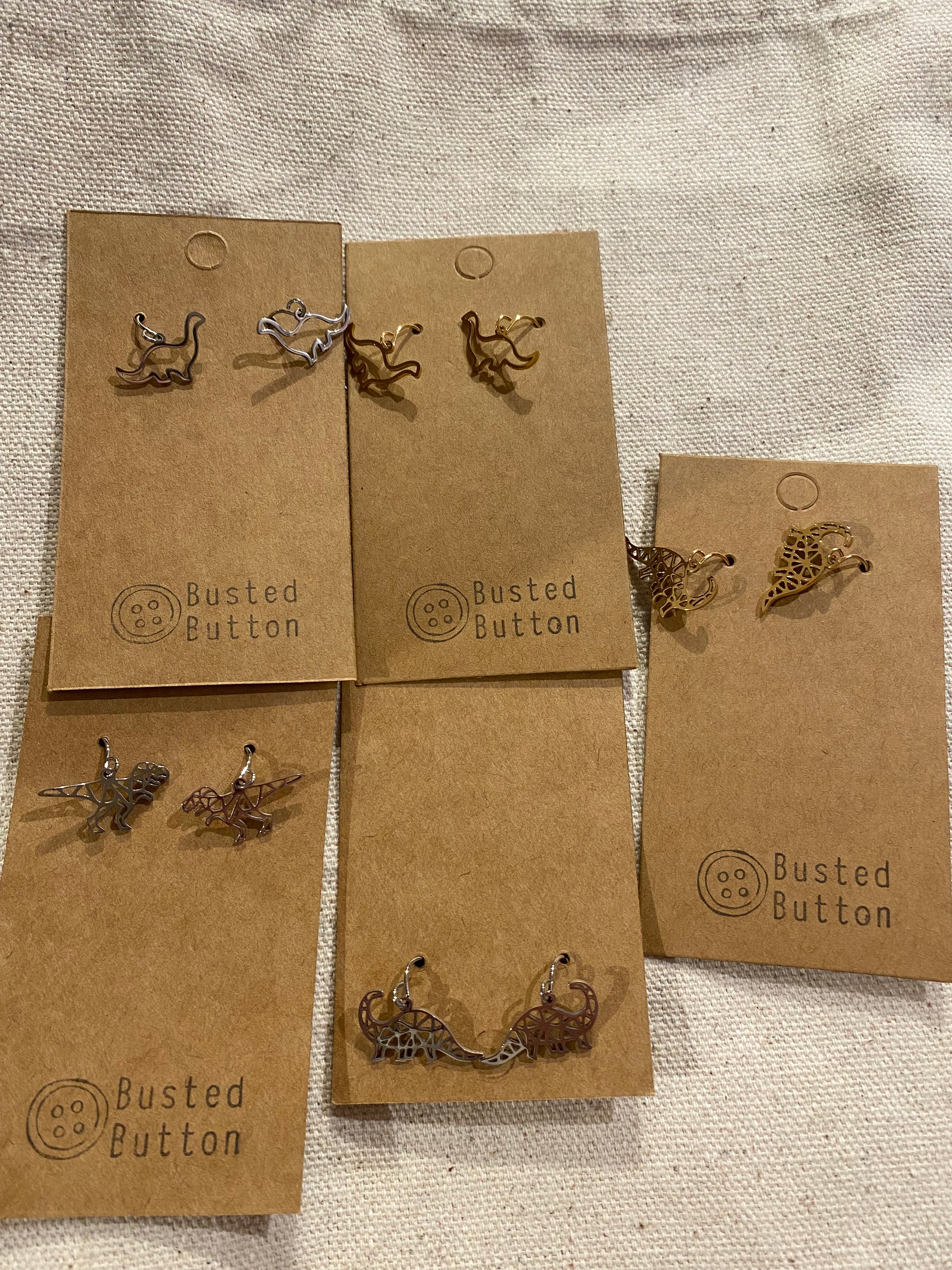 Small Metal Dino Earrings