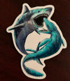 Megalodon vs Mosasaurus Sticker, 3"