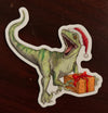 Velociraptor Christmas Sticker, 3"