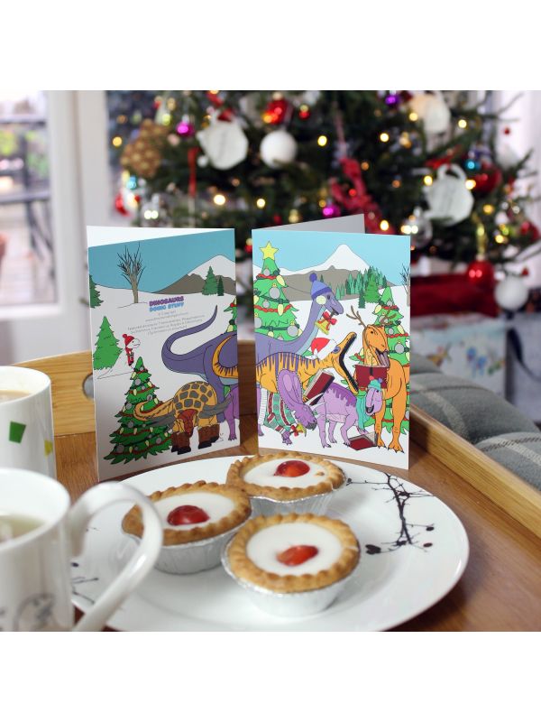 Christmas Winter Scene Dinosaur Greeting Card